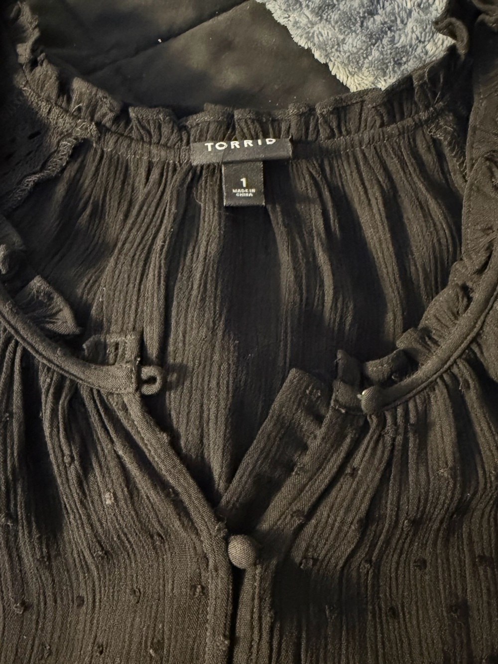 torrid Deep Black Button-Front Textured Blouse